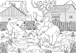 Farm animal louring pages for kids