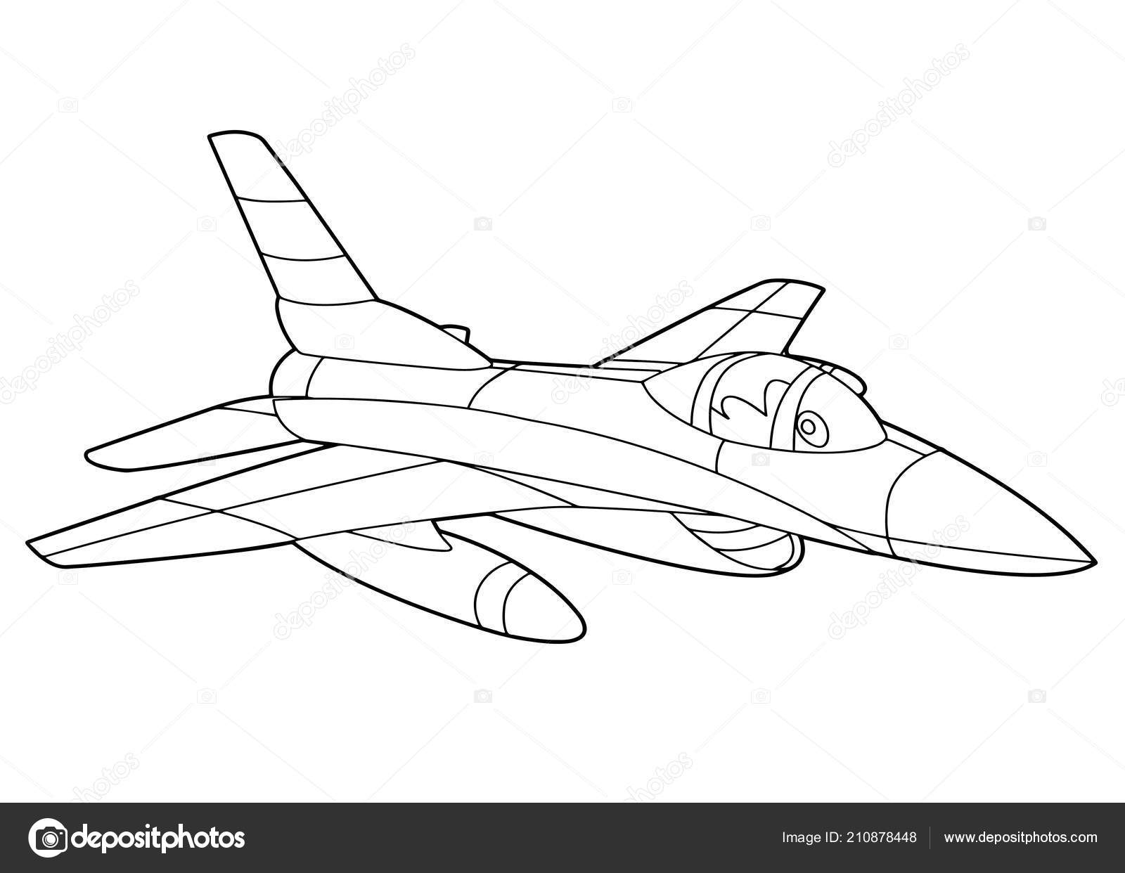 Cartoon scene vector jet plane coloring page illustration children stock vector by illustratorhft