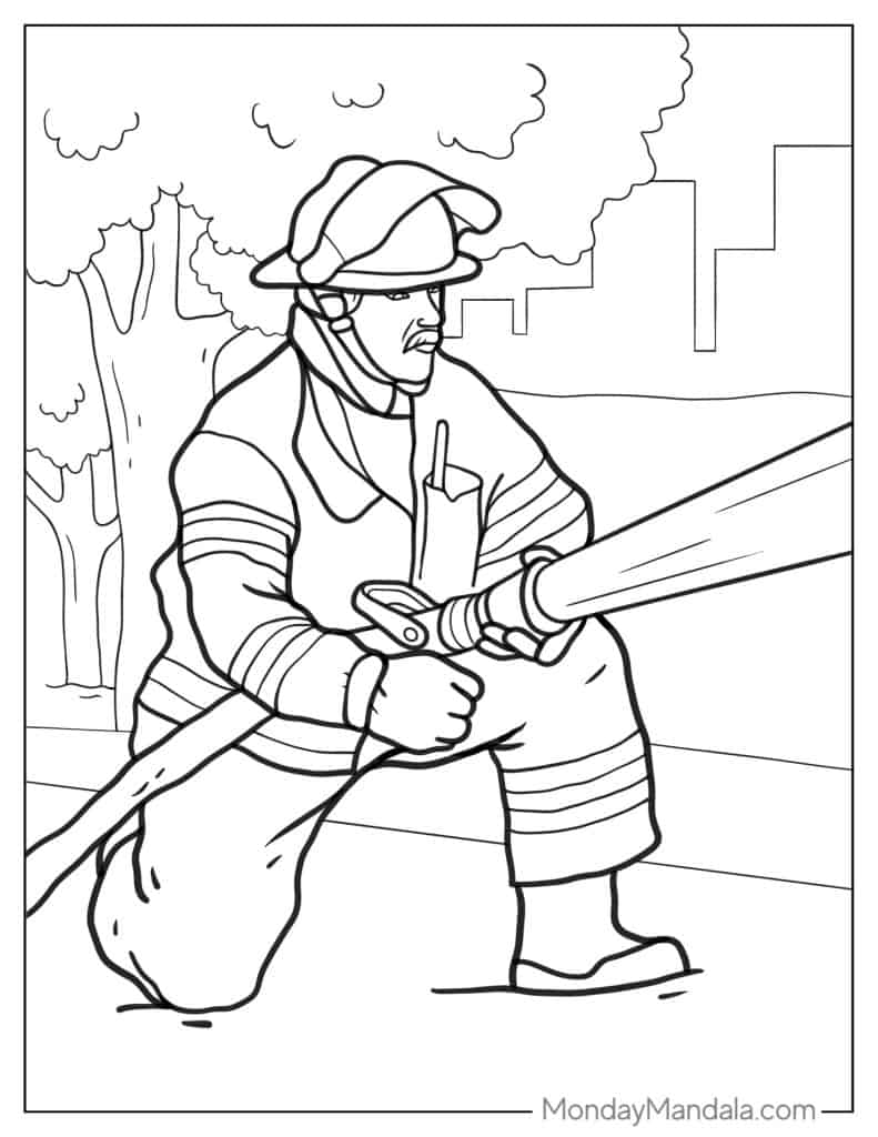 Firefighter coloring pages free pdf printables