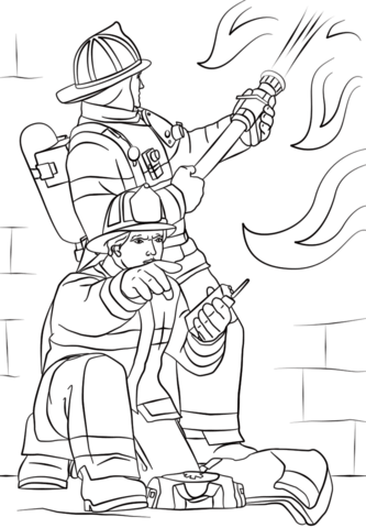 Firefighters at work coloring page free printable coloring pages