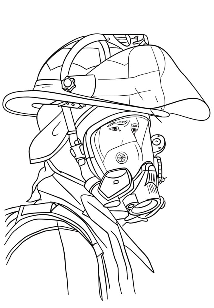 Free drawing of firefighter coloring page