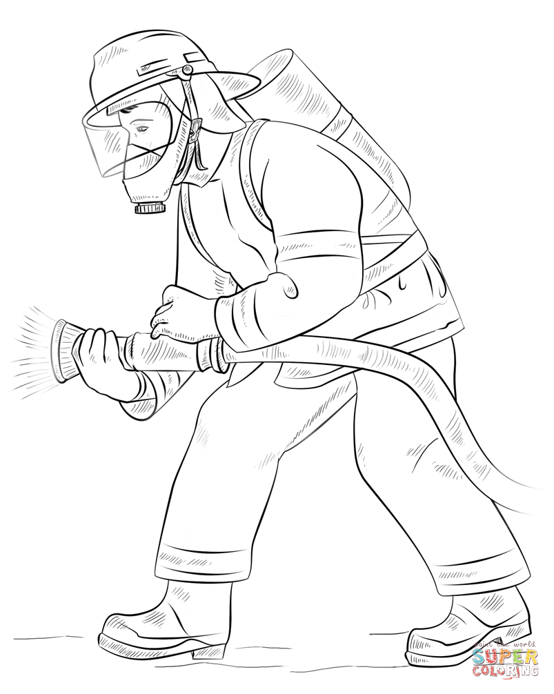 Fireman coloring page free printable coloring pages