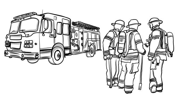 Fire truck drawing stock photos pictures royalty