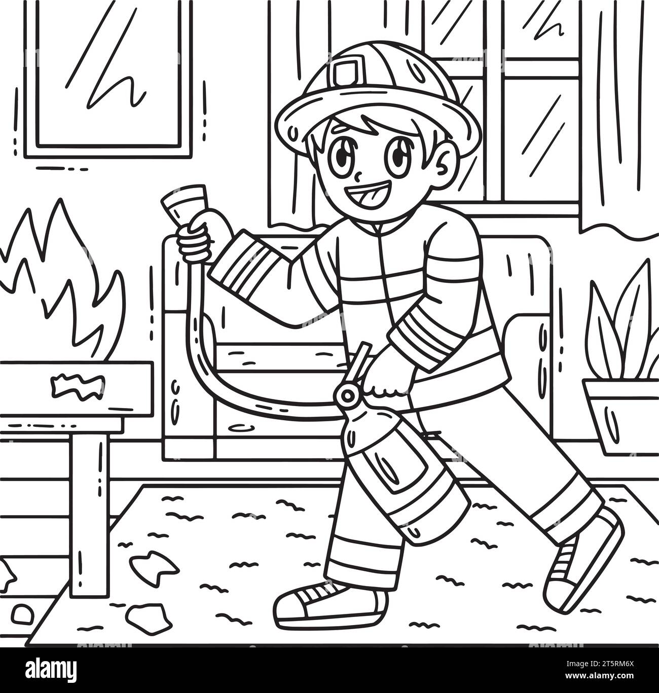 Fire department kids cut out stock images pictures