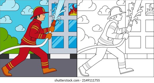 Fireman hand drawn stock photos
