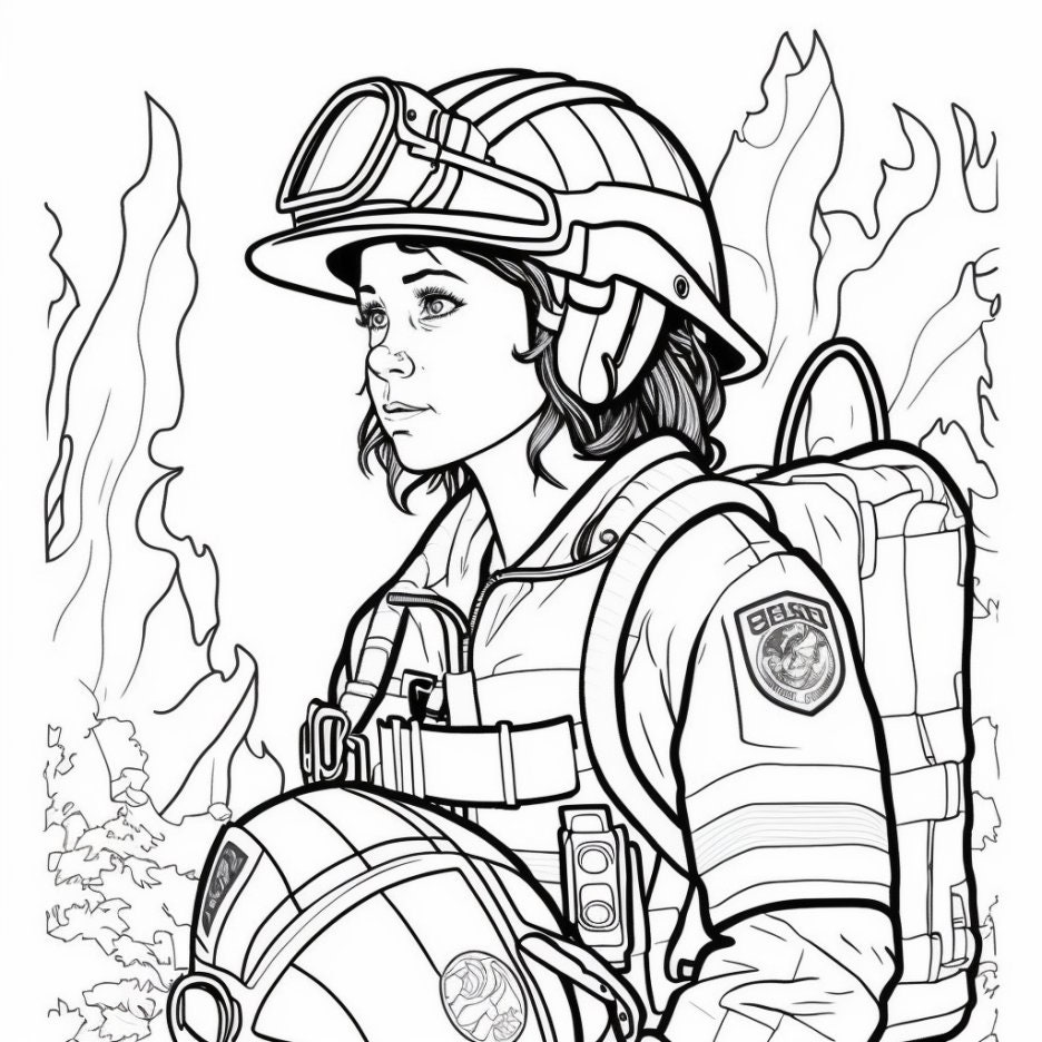 Female firefighter coloring pages