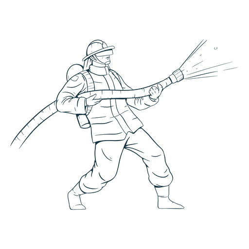 Firefighter in action handdrawn png svg design for t