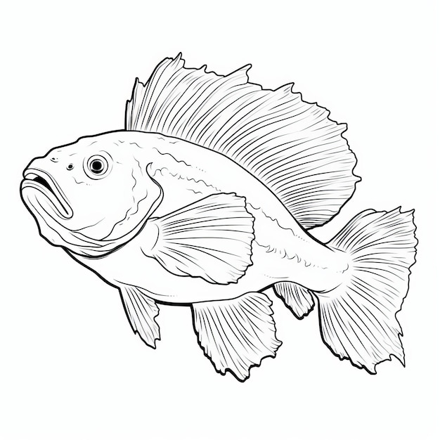 Premium ai image realistic fish coloring pages detailed black line art for relaxation