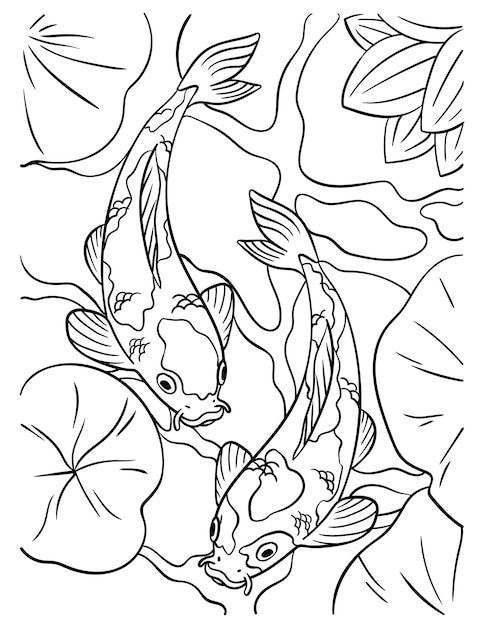 Premium vector koi fish coloring page for kids
