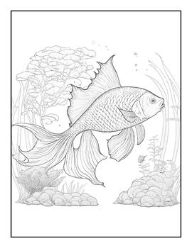 Fish coloring book for adults fish coloring pages for adults and kids