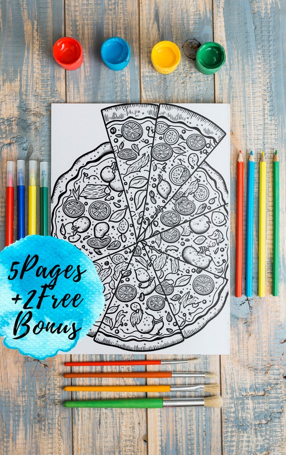 Printable coloring pages for adults and kids pages freebonus realistic food coloring book greyscale digital coloring sheets
