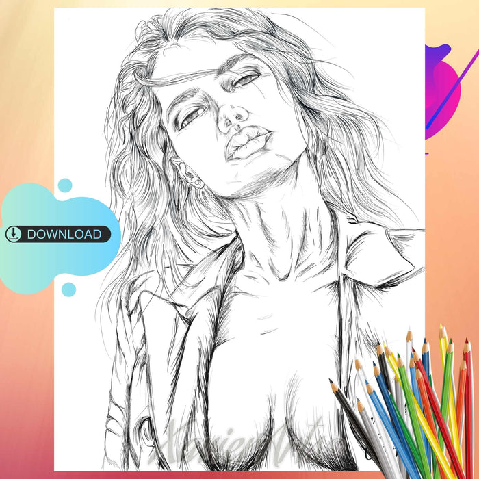 Sexy pin up coloring sheet adult coloring sheet adult colouring rea â
