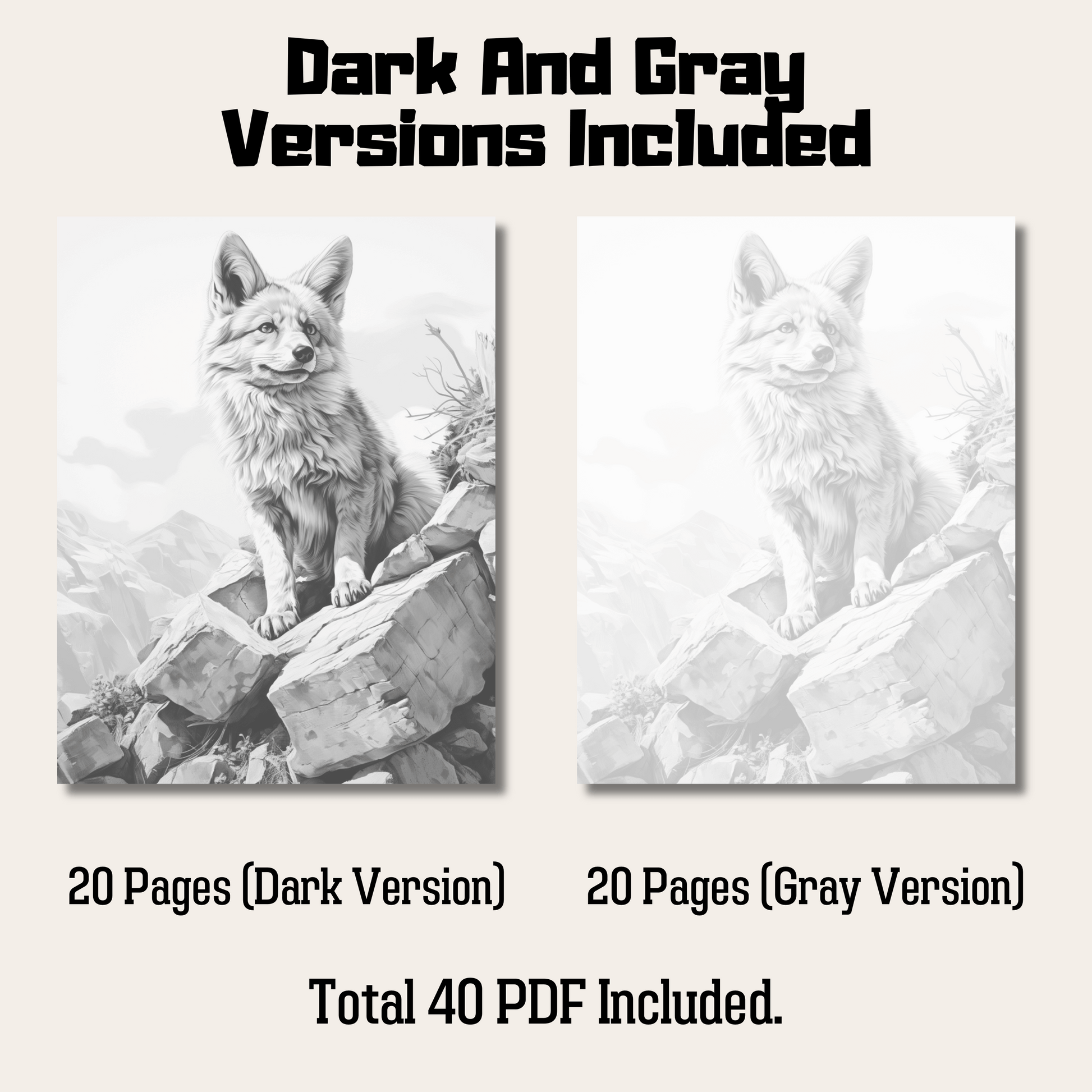 Pages realistic fox grayscale coloring book instant download prin â funny print for you