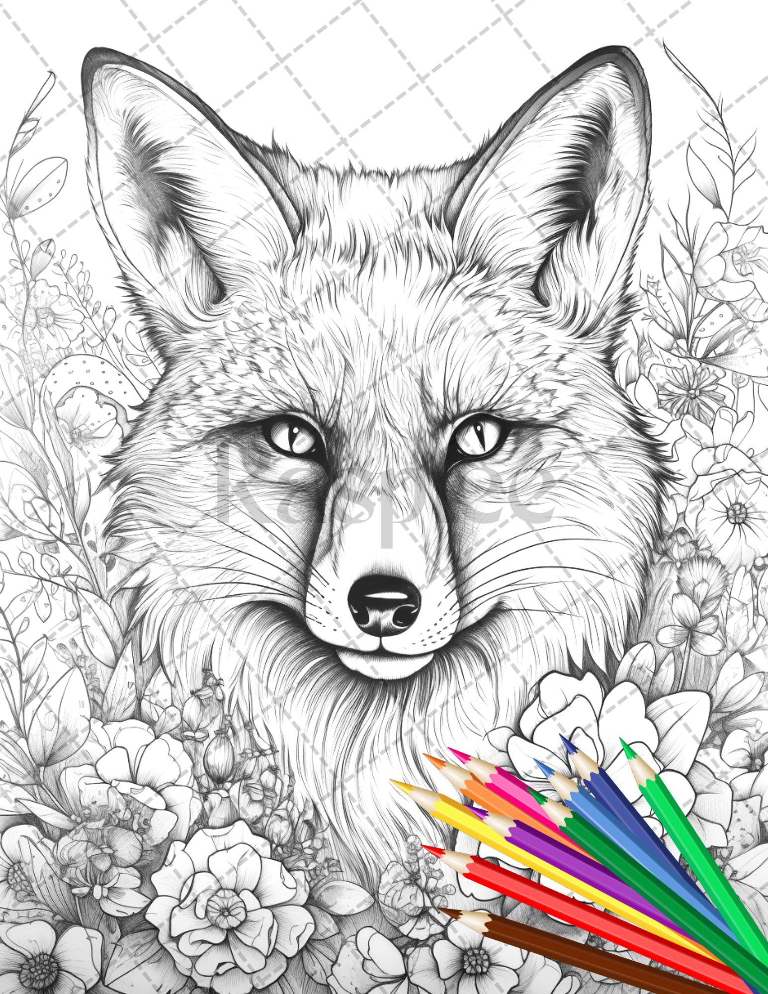 Animal floral printable coloring pages for adults grayscale colori â coloring