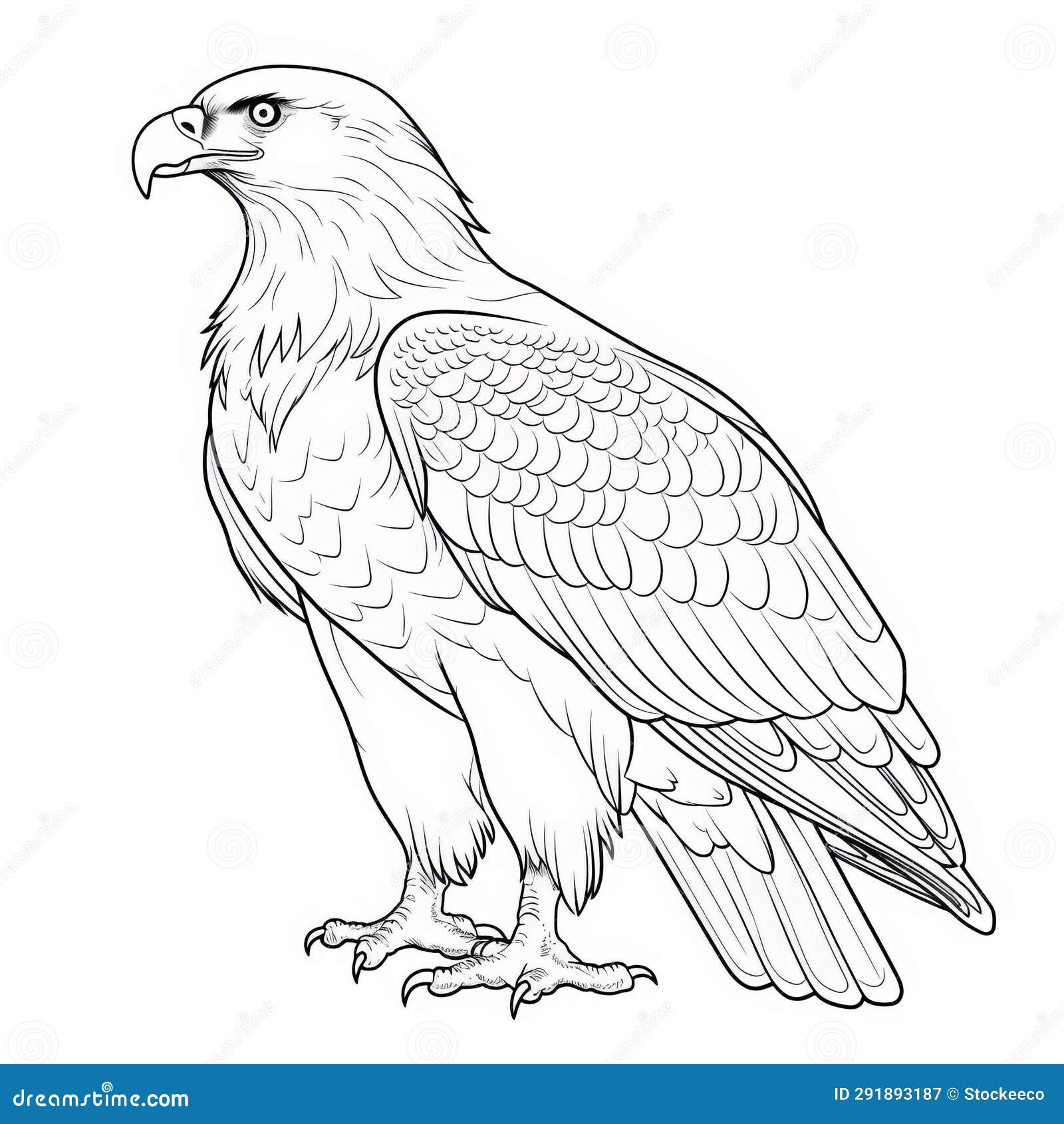 Hyperrealistic bald eagle coloring page for children stock illustration