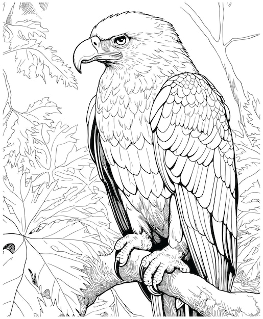 Premium vector eagle coloring pages for adults