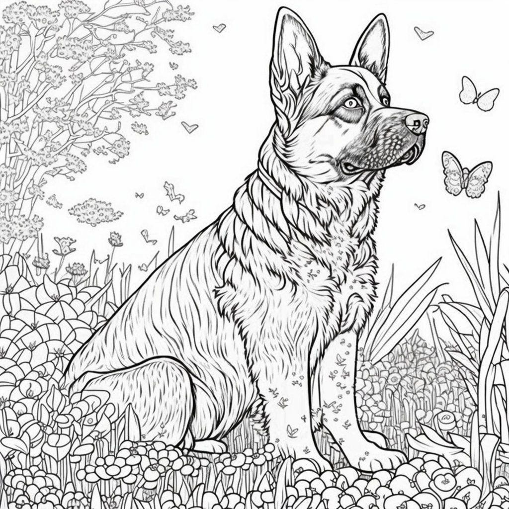 Sweet coloring sheet of a german shepherd german shepherds are known for being loyal and fierce this color sheet shows these traits
