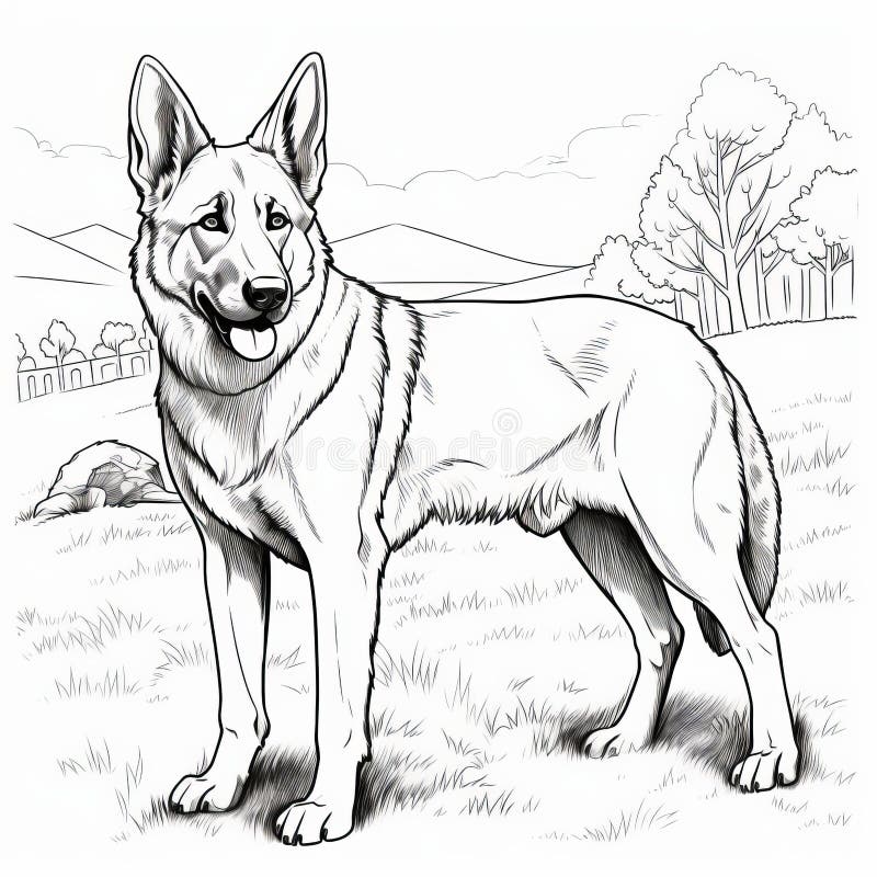 German shepherd coloring book stock illustrations â german shepherd coloring book stock illustrations vectors clipart