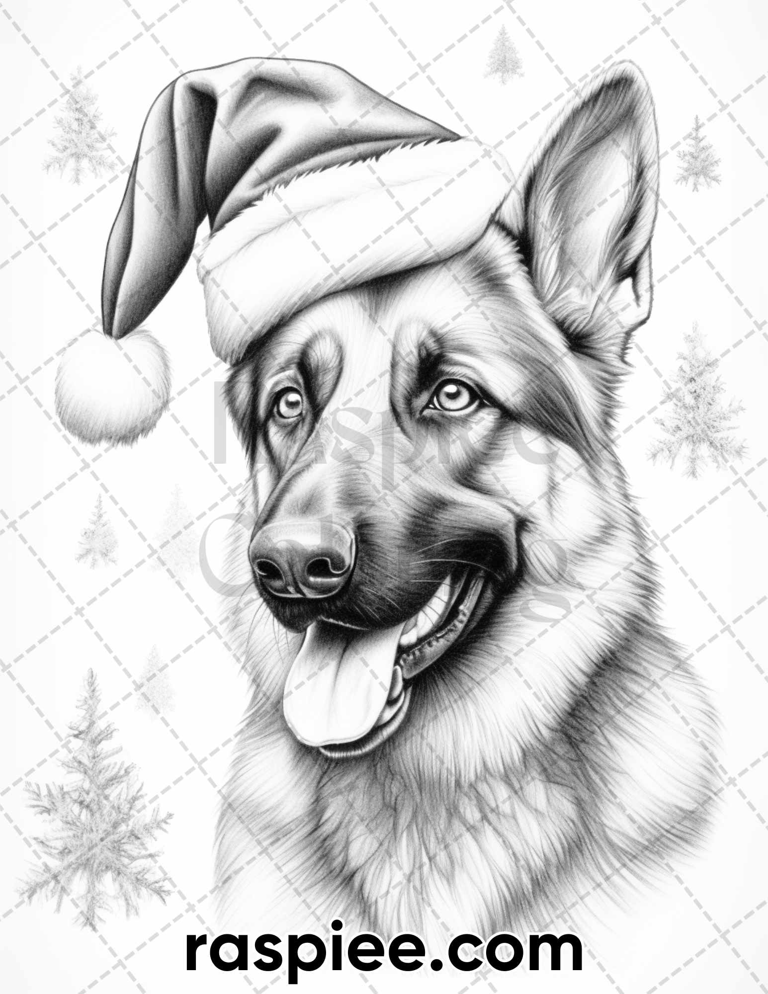 Christmas dogs grayscale coloring pages for adults printable pdf i â coloring