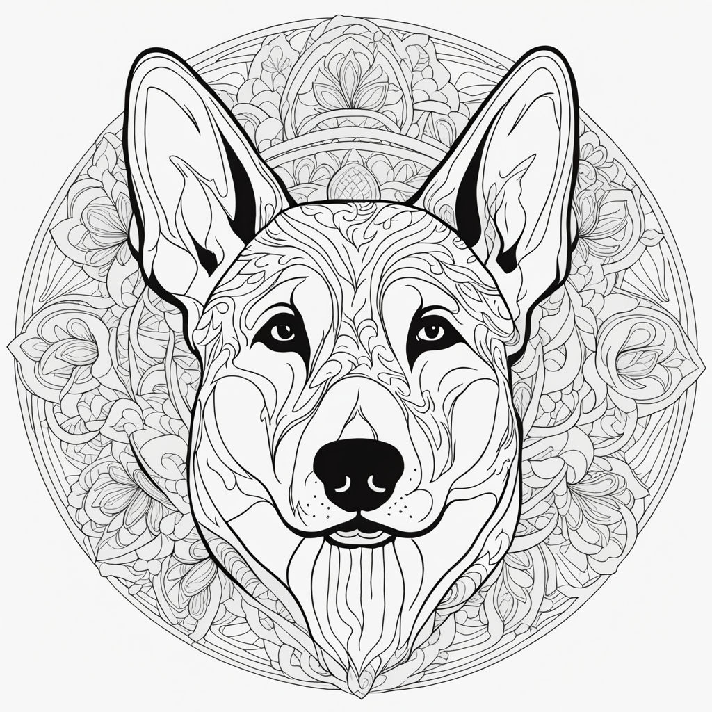 Coloring page mandala realistic sheltie dog