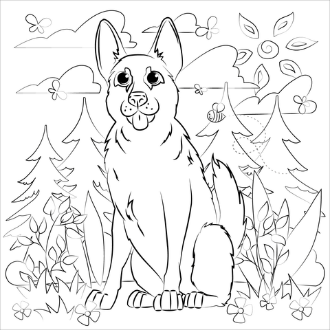 German shepherd coloring page free printable coloring pages