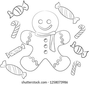 Christmas haus coloring page gingerbread man stock illustration