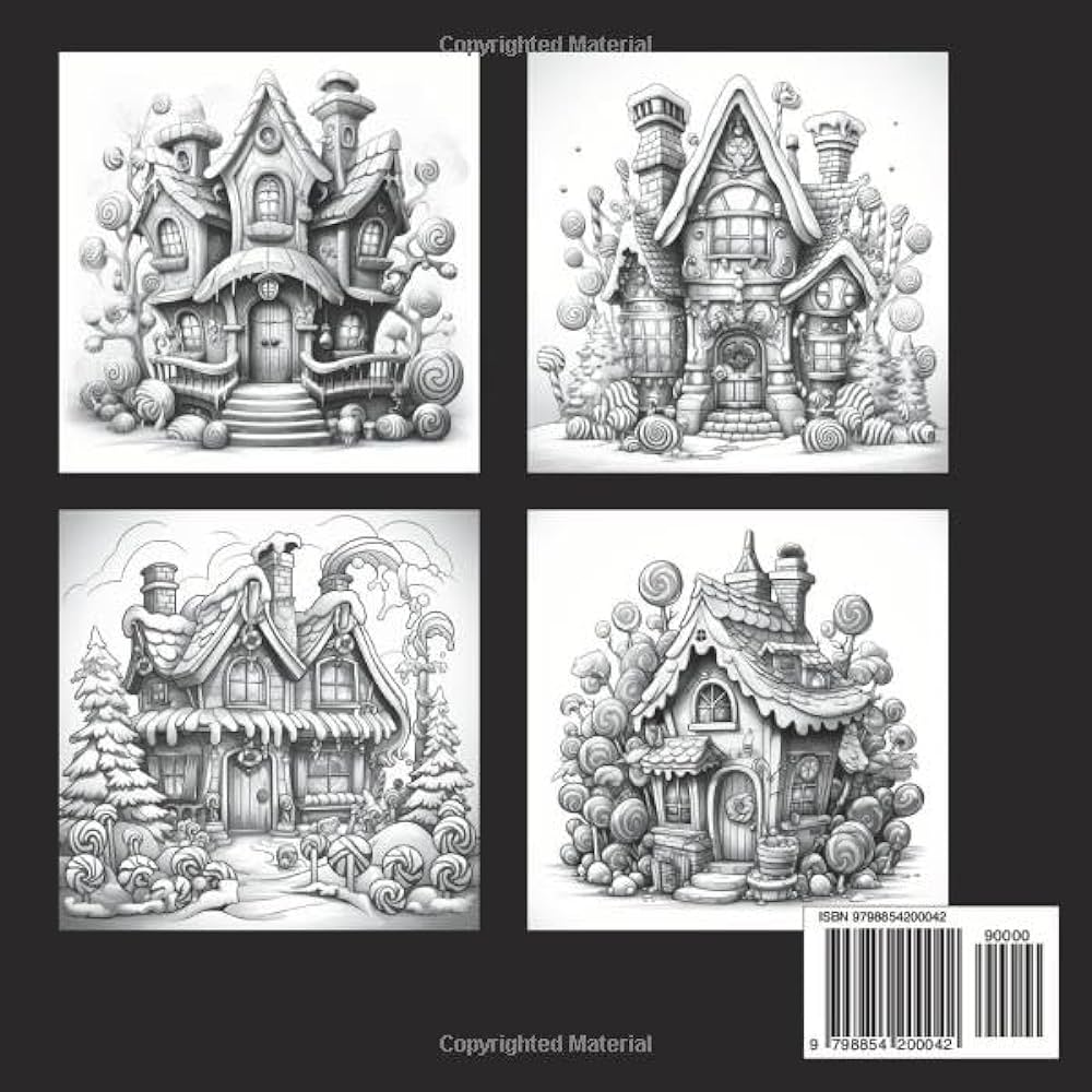 Gingerbread houses grayscale coloring book schoenenberger anna maria books