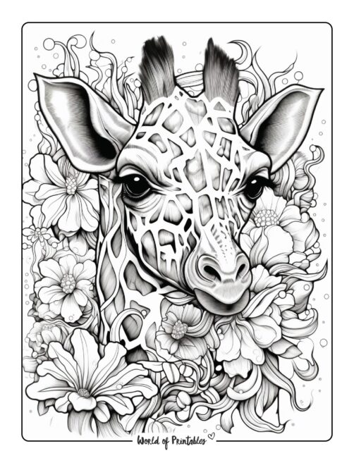 Giraffe coloring pages for kids adults