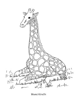 Masai giraffe coloring page by mama draw it tpt