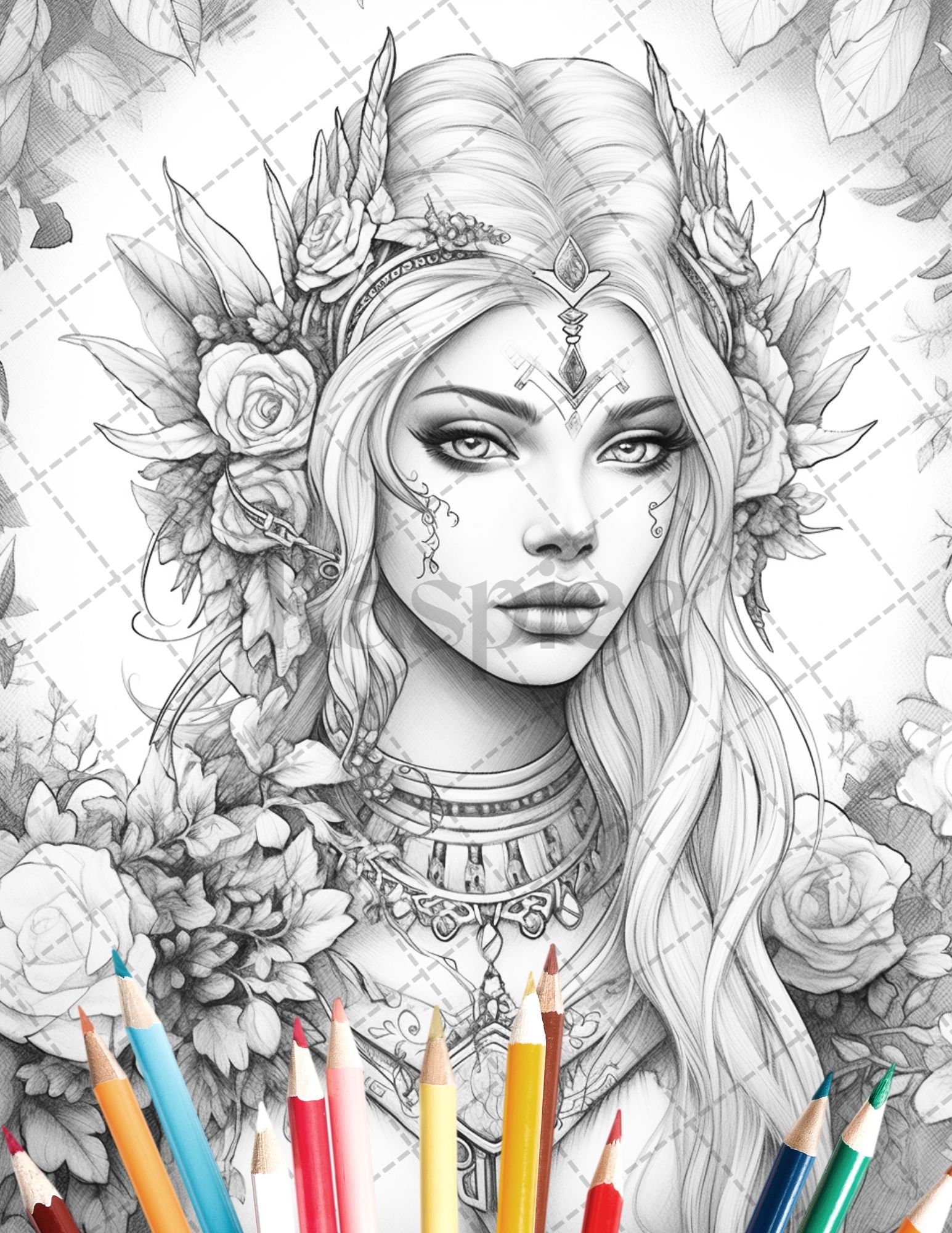 Beautiful printable elf girls coloring book for adults grayscale c â coloring