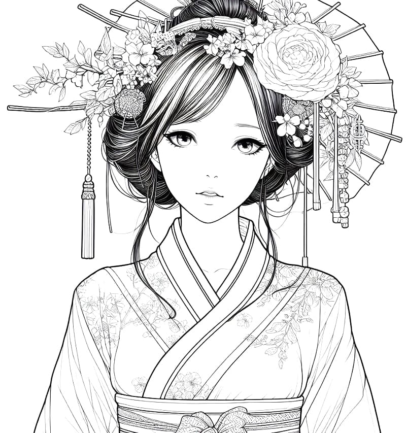 Realistic girl coloring pages