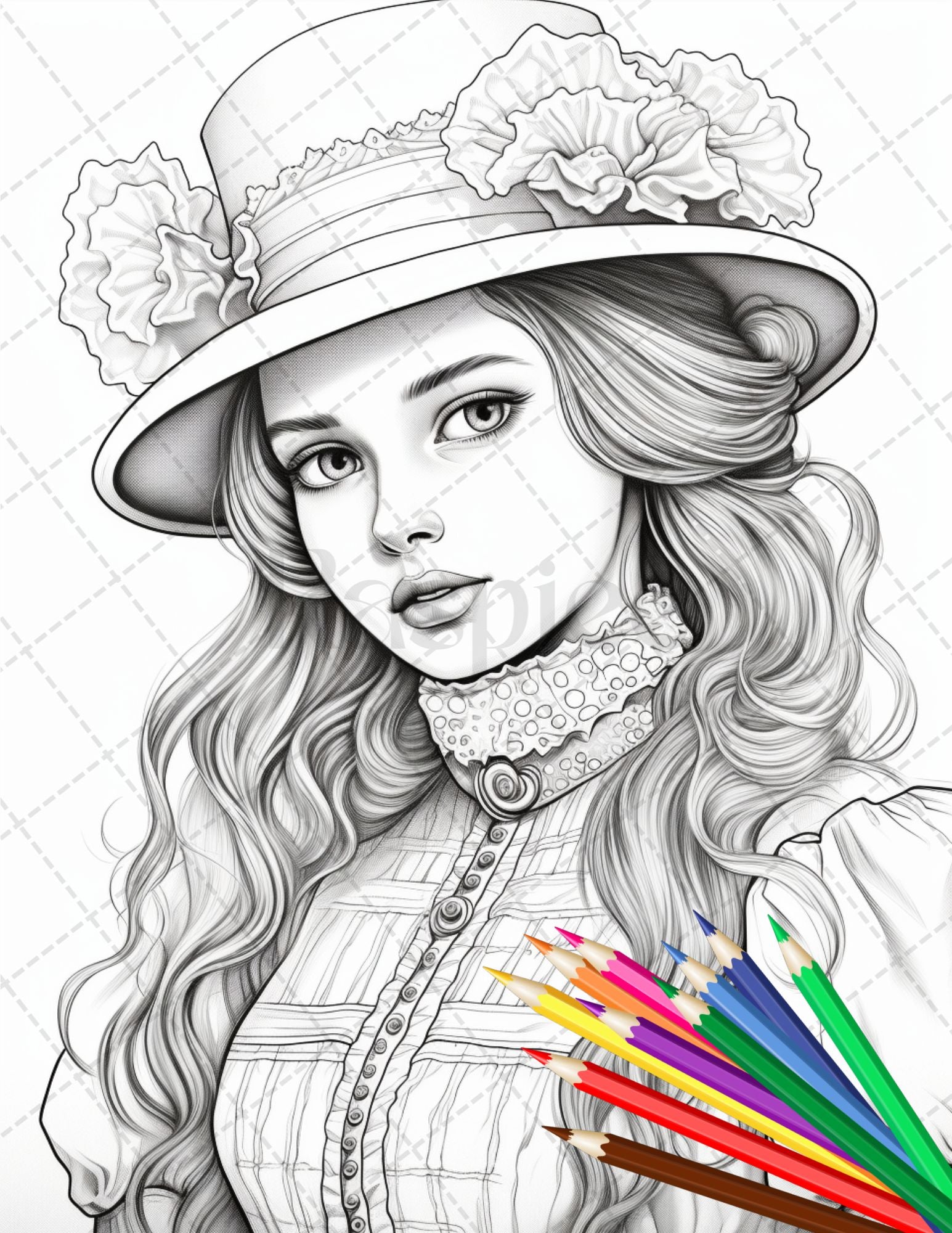 Beautiful victorian girls coloring pages printable for adults gray â coloring