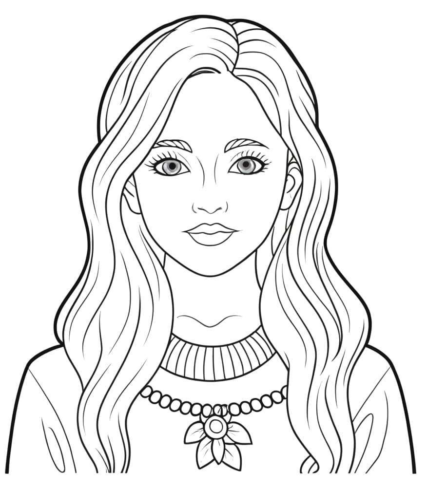Realistic girl coloring pages