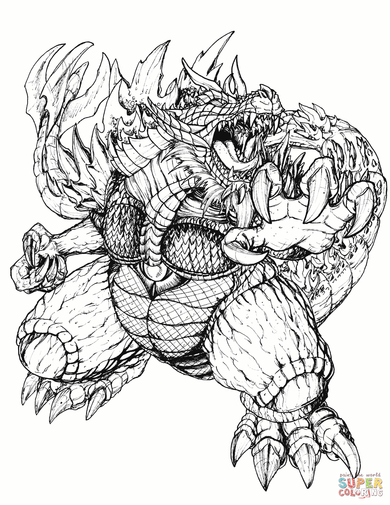 Rdc super godzilla coloring page free printable coloring pages