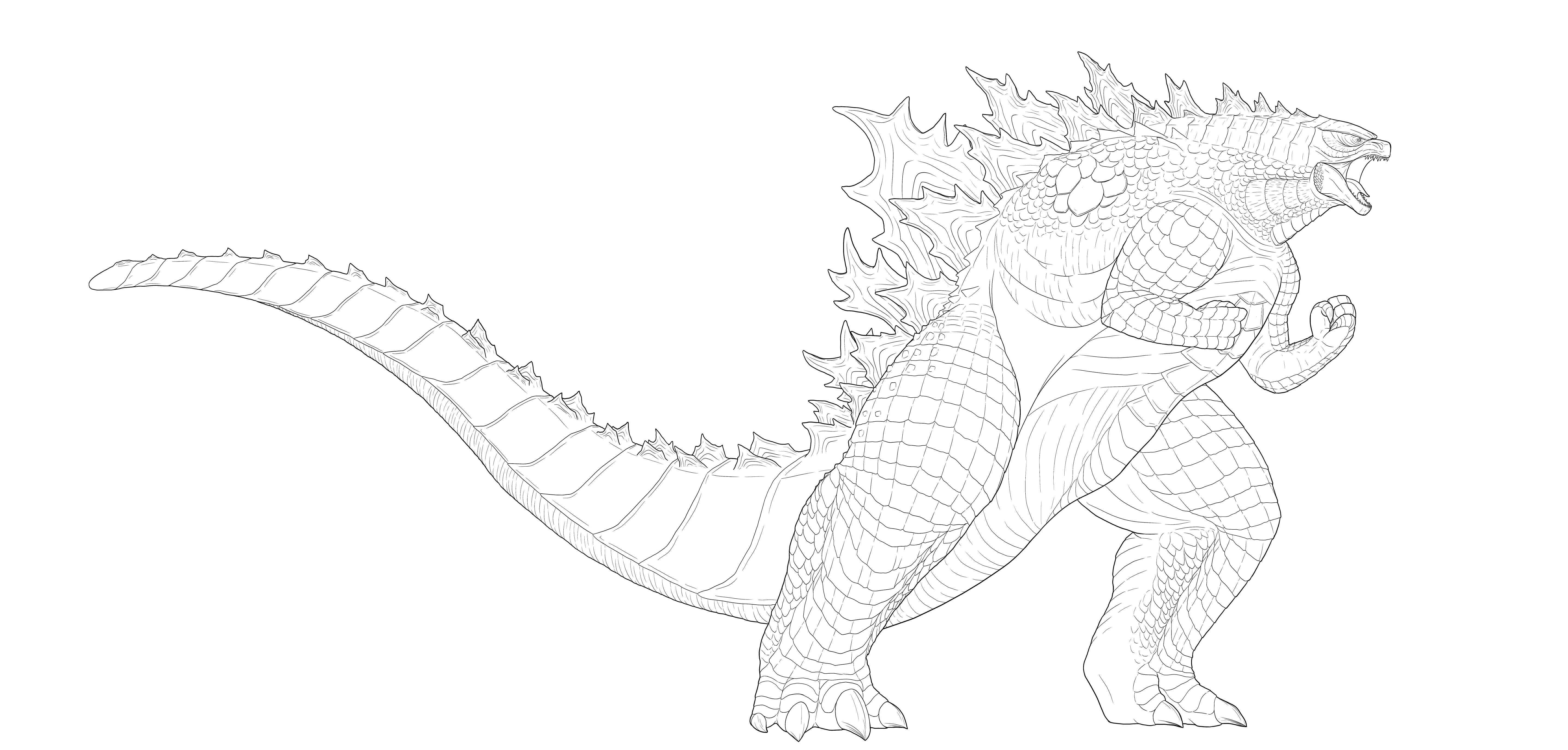 Godzilla line art rgodzilla