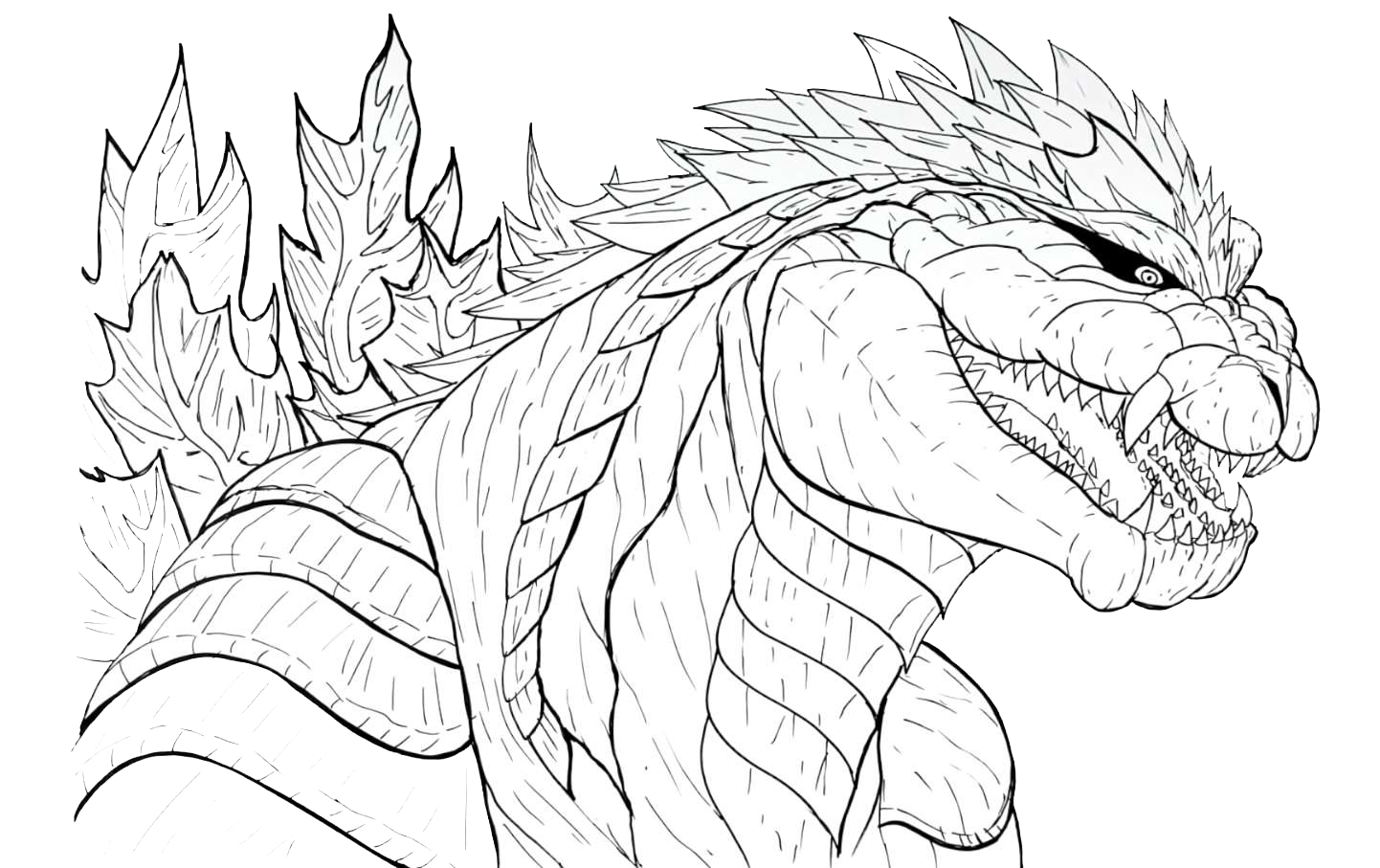 Coloring pages godzilla red monster print free