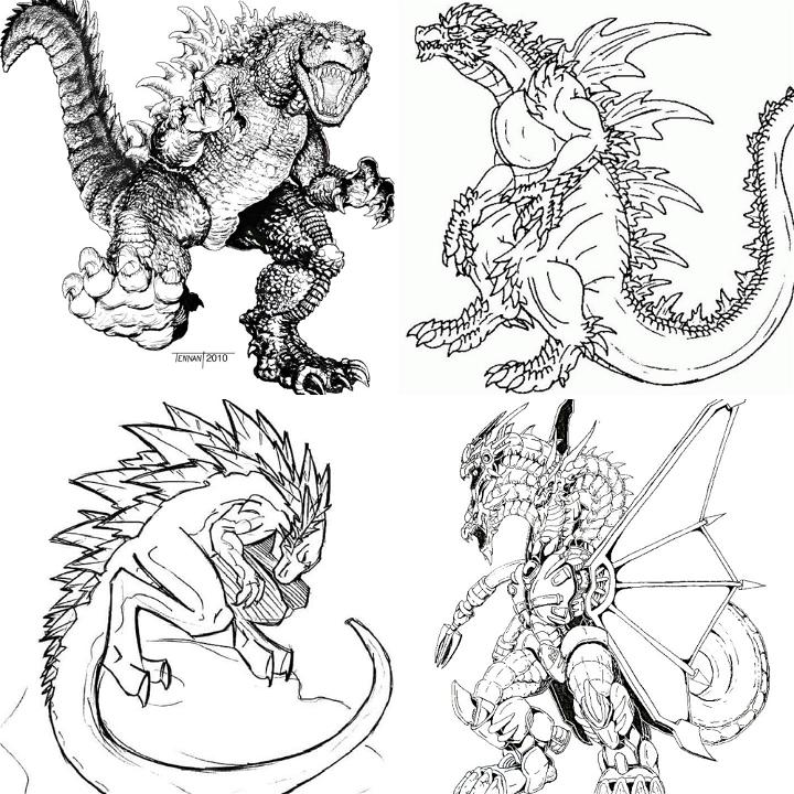 Free godzilla coloring pages for kids and adults