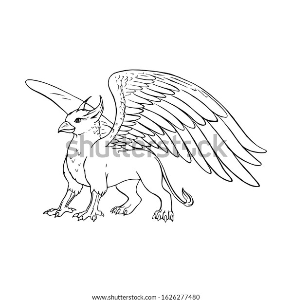 Hand drawn griffin retro realistic animal stock vector royalty free