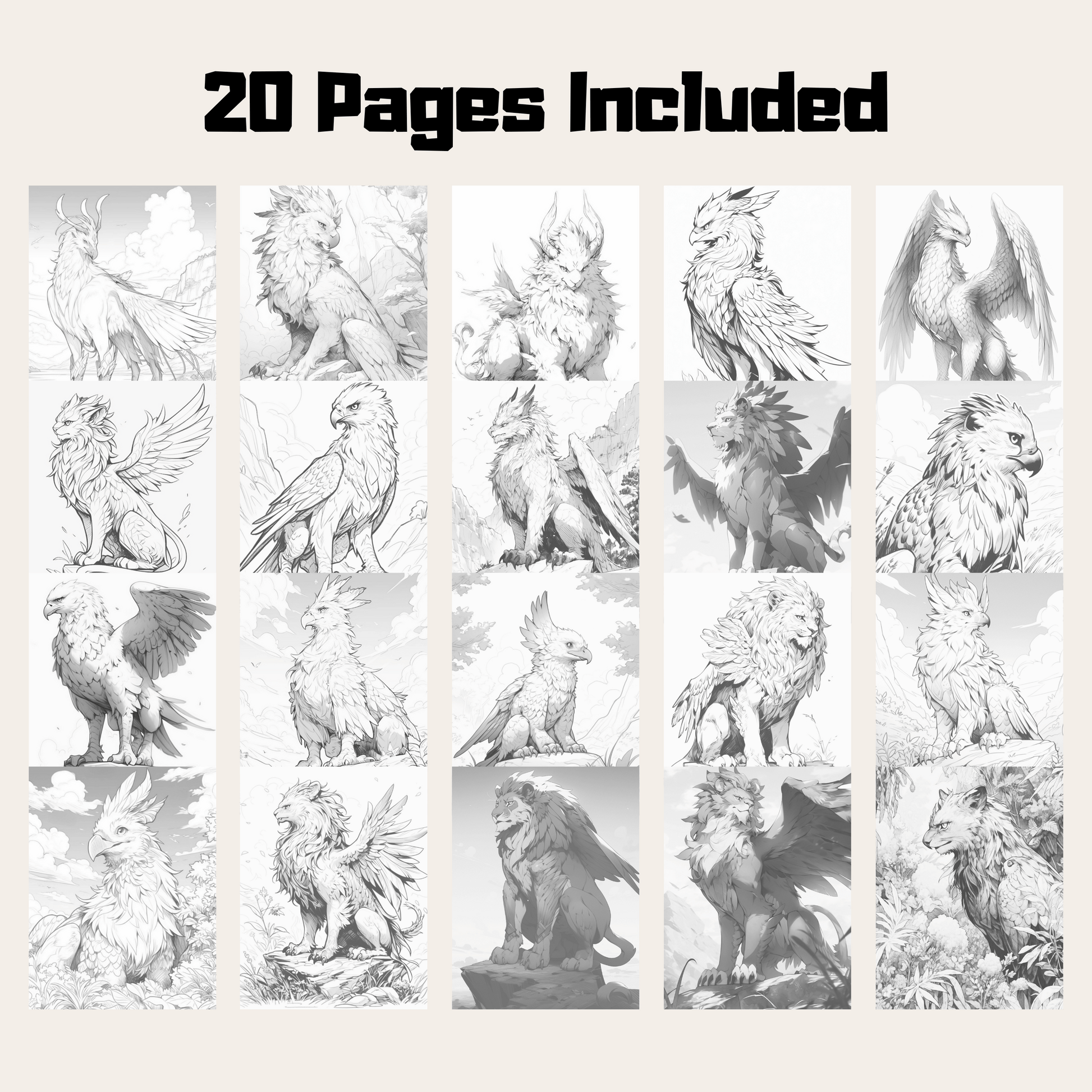 Pages realistic griffin grayscale coloring book instant download â funny print for you