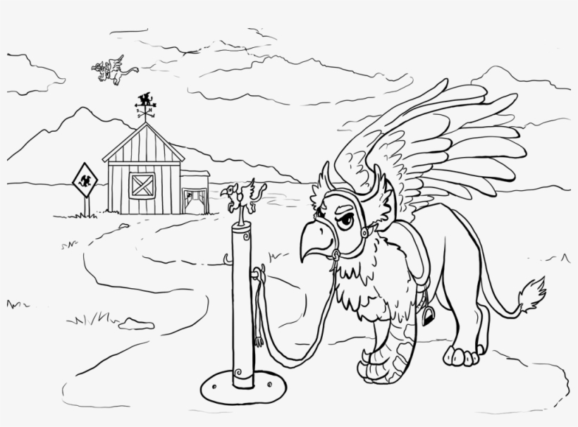 Images of realistic griffin coloring pages