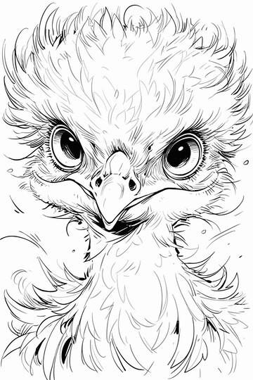 Premium vector clean and simple ostrich coloring page for kids