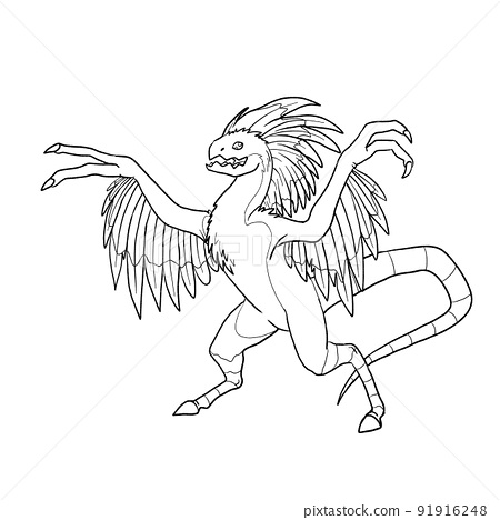 Black and white coloring page ink illustration