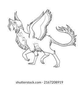 Hand drawn griffin retro realistic animal stock vector royalty free