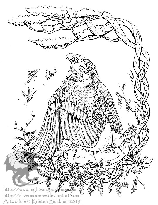 Wisteria gryphon coloring page by silvermoonnw on