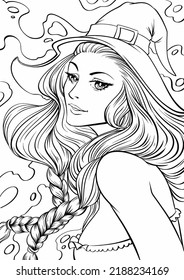 Young beautiful girl long hair coloring page images stock photos d objects vectors
