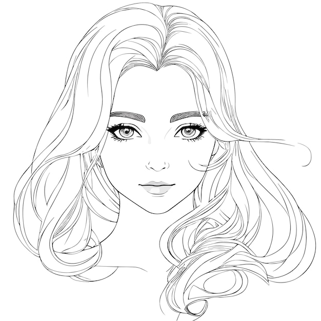 Premium vector a girl with long hair and a long hair