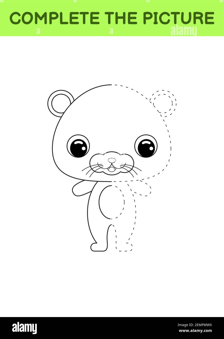 Plete drawn picture of cute hamster coloring book dot copy game handwriting practice drawing skills training education developing printable wo stock vector image art