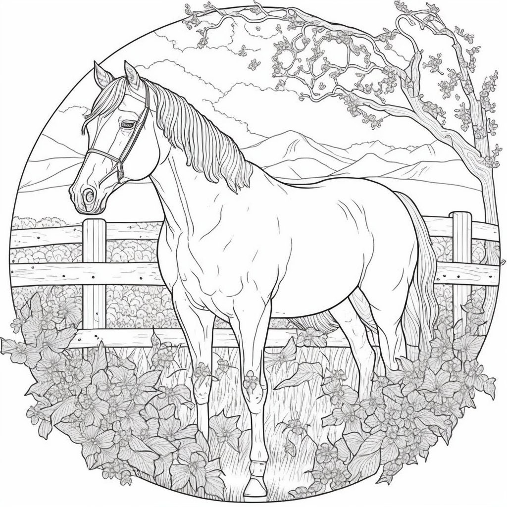 Equine elegance realistic and intricate horse coloring pages for adults