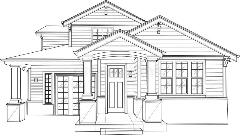 Realistic house sketch template graphic vector illustration in black and white stock vector