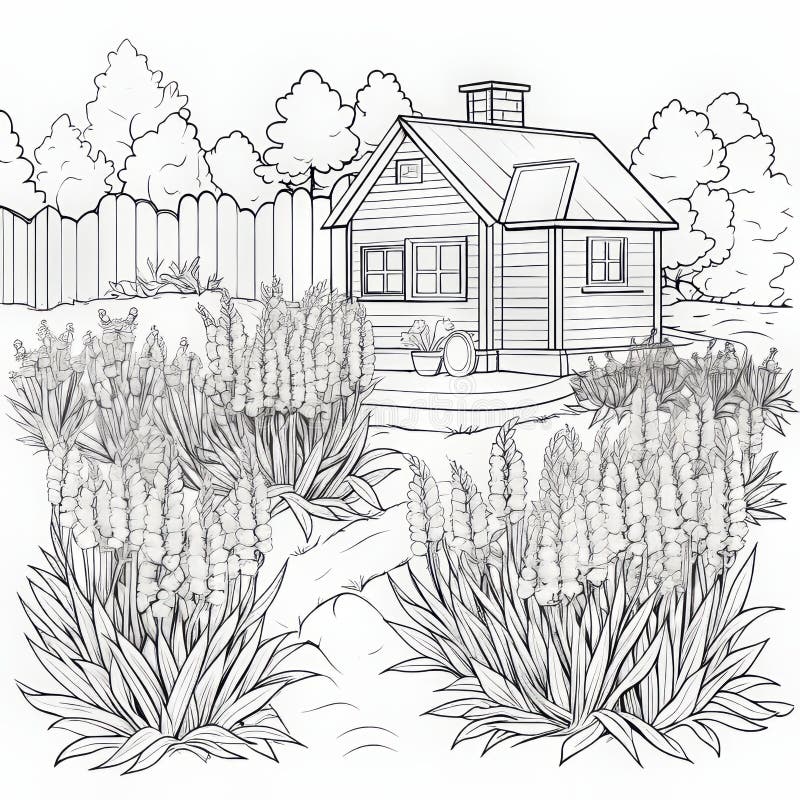 Garden house coloring page stock illustrations â garden house coloring page stock illustrations vectors clipart